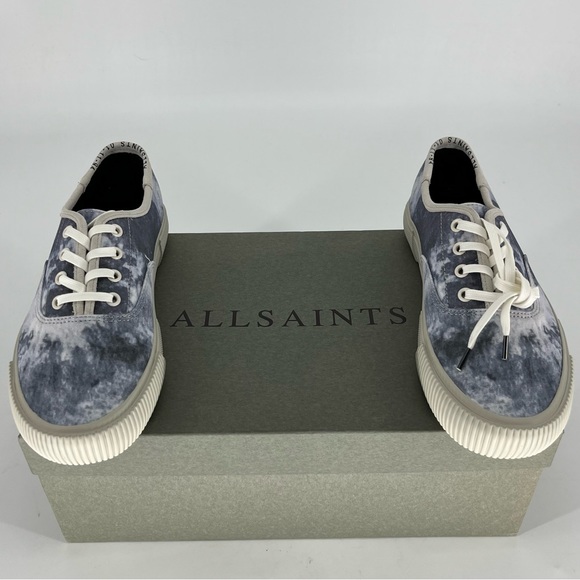 ALL SAINTS NEW LEX TRAINER TIE DYE BLUE WHITE COW LEATHER 41 43 - Picture 8 of 15